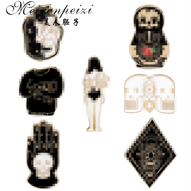 Винтажные Ювелирные изделия злые жесткие эмалированные шпильки для имитации