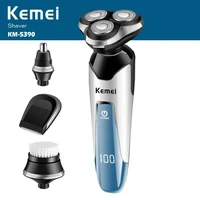 100 240v kemei 3d electric shaver razor men shaving machine nose trimmer rechargeable floating beard shaver waterproof face care