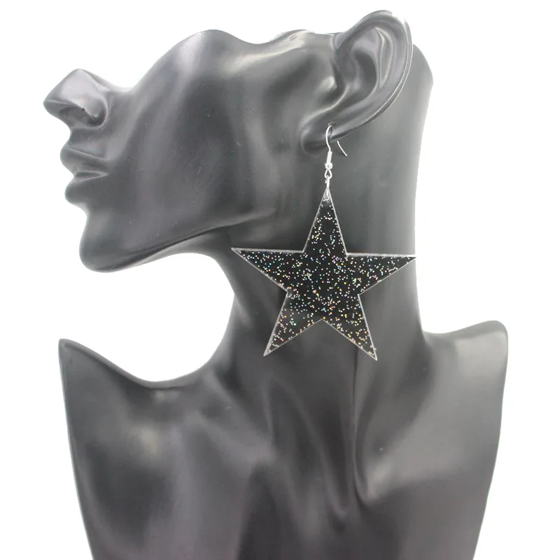 Огромные акриловые серьги-капельки в виде звезд и Луны европейском американском