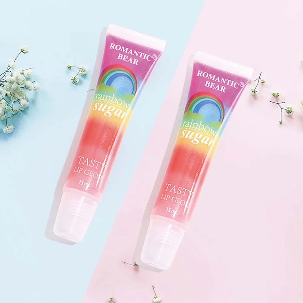 

24pcs Rainbow Sugar Tasty Lip Gloss Fruit Vitamin Lip OIL Cute Natural Moisturizing Kids Girls Lip Oil Lips Care