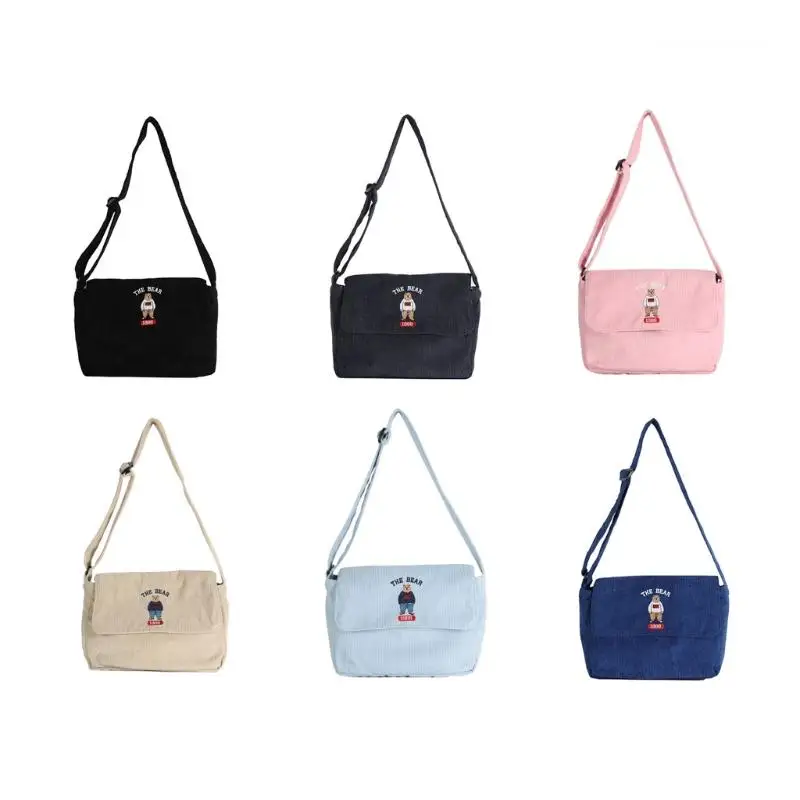 

Women Corduroy Bag Vintage Style Student Tote Shoulder Crossbody Bags Small Satchel Reusable Beach Purse Hot