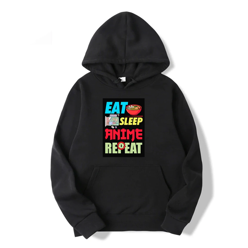 

Autumn Men Fashion Fabrics Funny Print Eat Sleep Anime Repeat Sweatshirt Hoodie Fleece Fabrics Sportswear Warm Streetwear