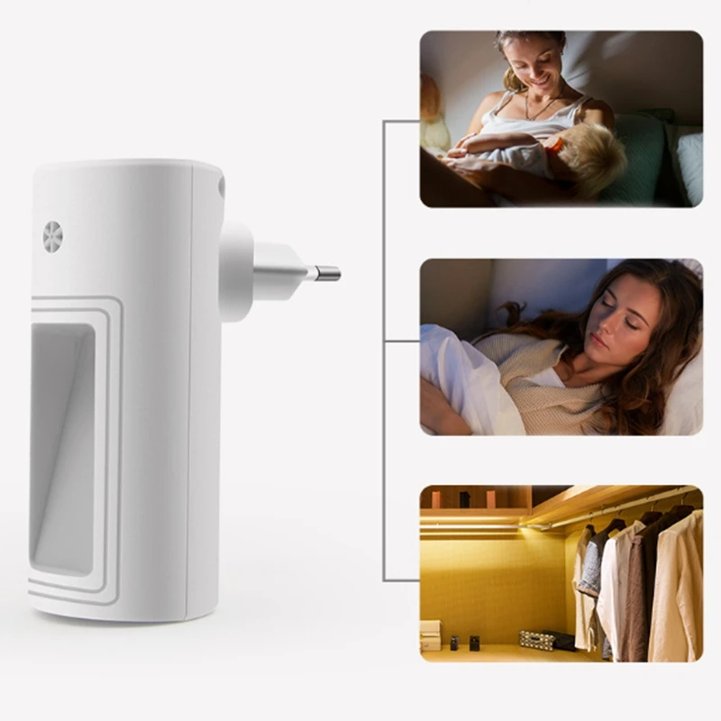 

2Pcs LED Night Light Simple Corridor Light Control Night Light Energy-Saving Plug-in Nursing Bedside Lamp EU PLUG