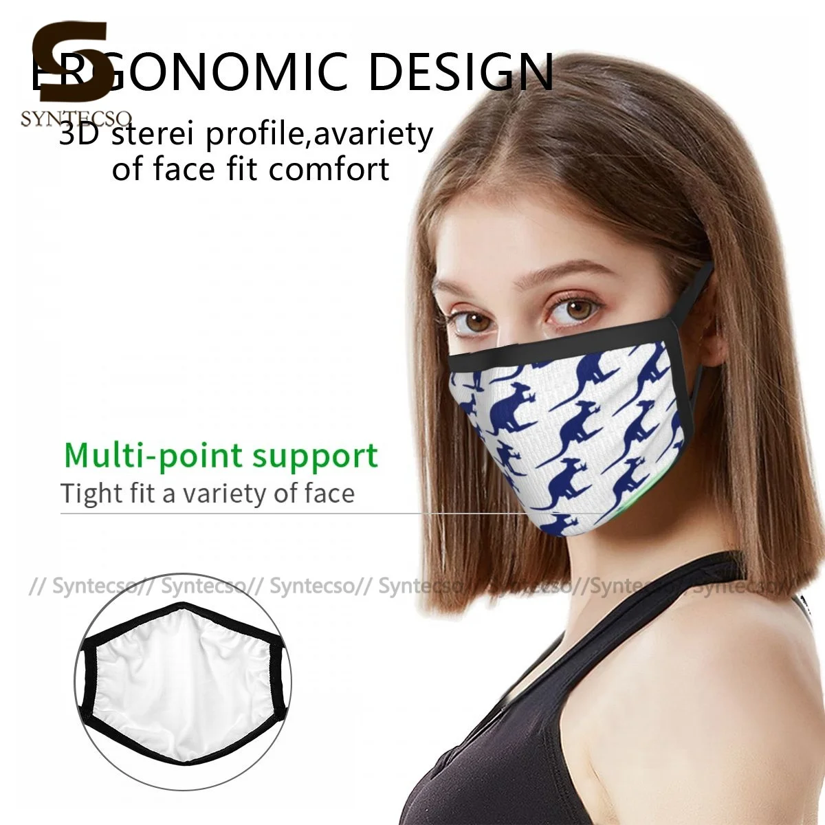 

Kangaroo Face Mouth Mask Adults Washable Cool Cloth Charm Facial Mask