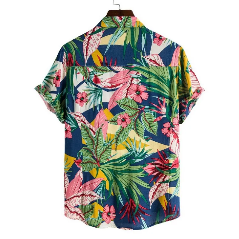

Fashion Dot Mens Hawaiian Beach Shirts 2021 Summer New Short Sleeve Floral Print Comfortable Shirts Holiday Vacation Clothing