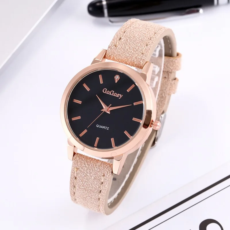 Часы наручные женские кварцевые Модные Простые повседневные с кожаным