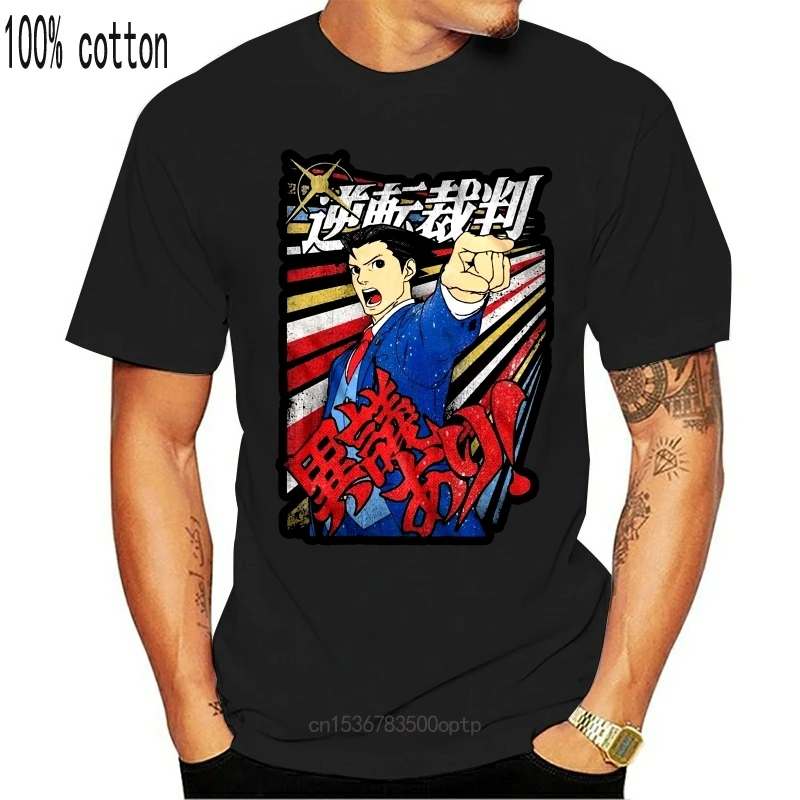 

New Ace Attorney T Shirt Men Women Phoenix Wright Igiari Black Tee Shirt Breathable Tops
