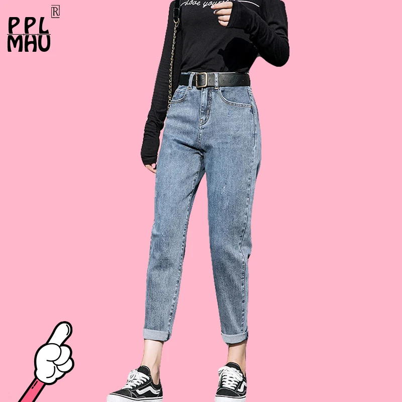 Джинсы женские брюки 2020 осенние с высокой талией уличная винтажная длина по