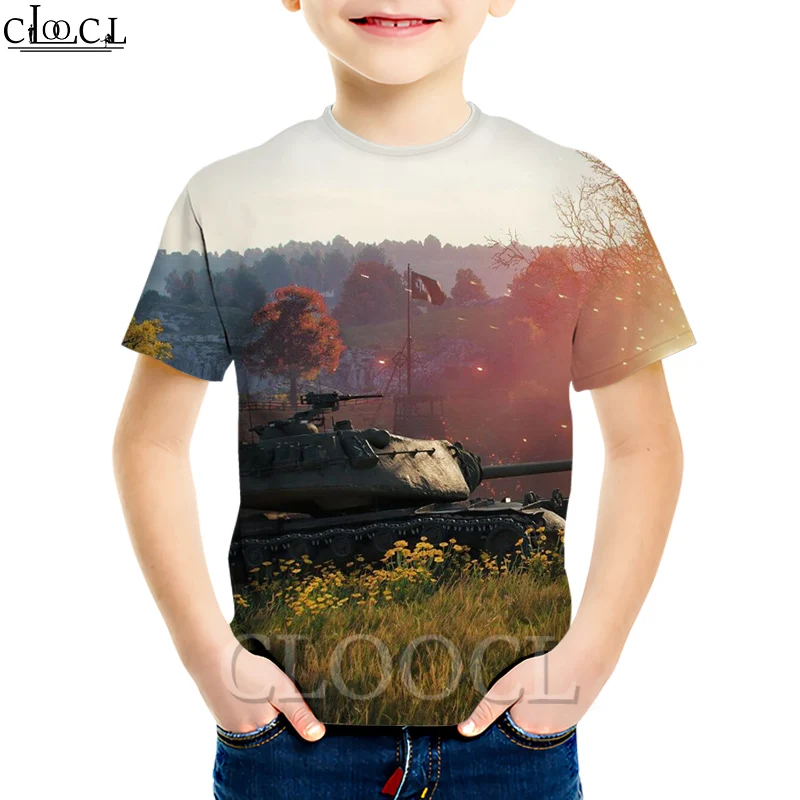 Популярная детская футболка CLOOCL с принтом World Of Tanks для мальчиков и девочек 3D