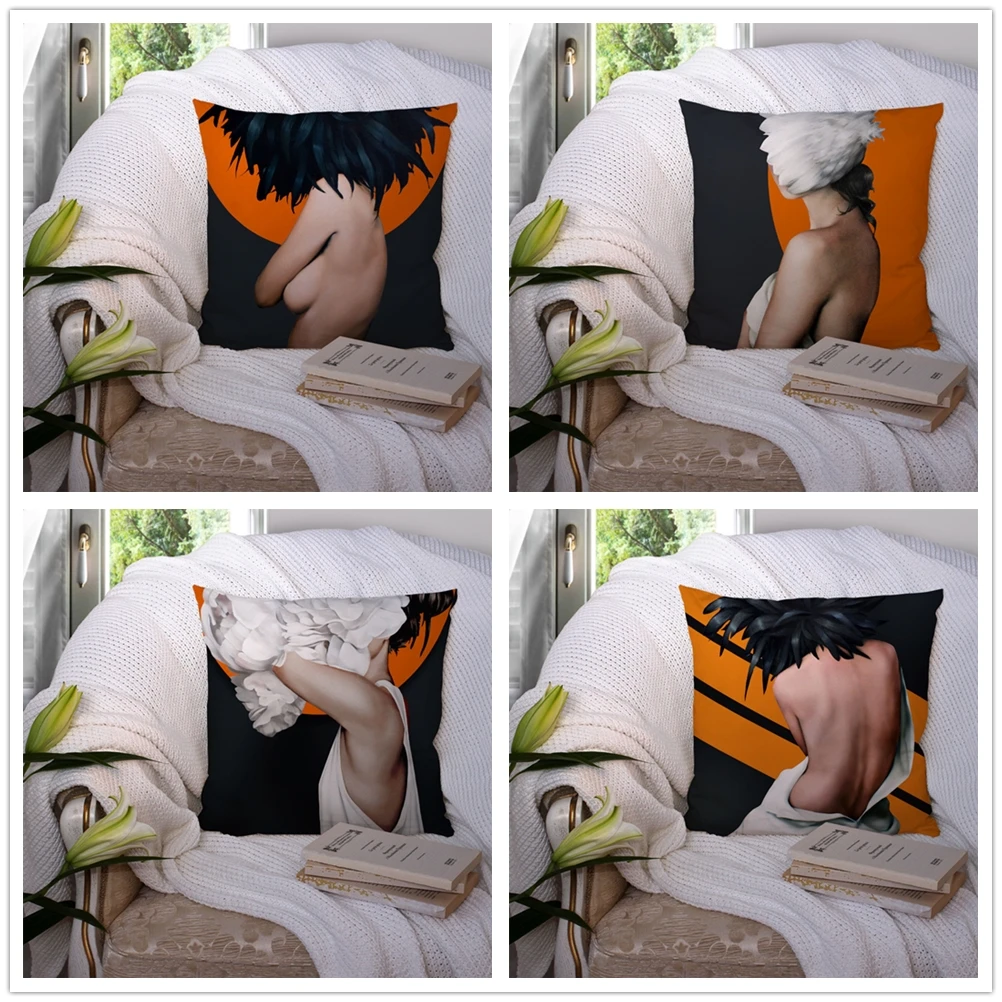 

Custom Character Beauty Pillowcase Cushion Cover Home Decor Hotel Car Seat Backrest Sofa Pillow Case 211217-13