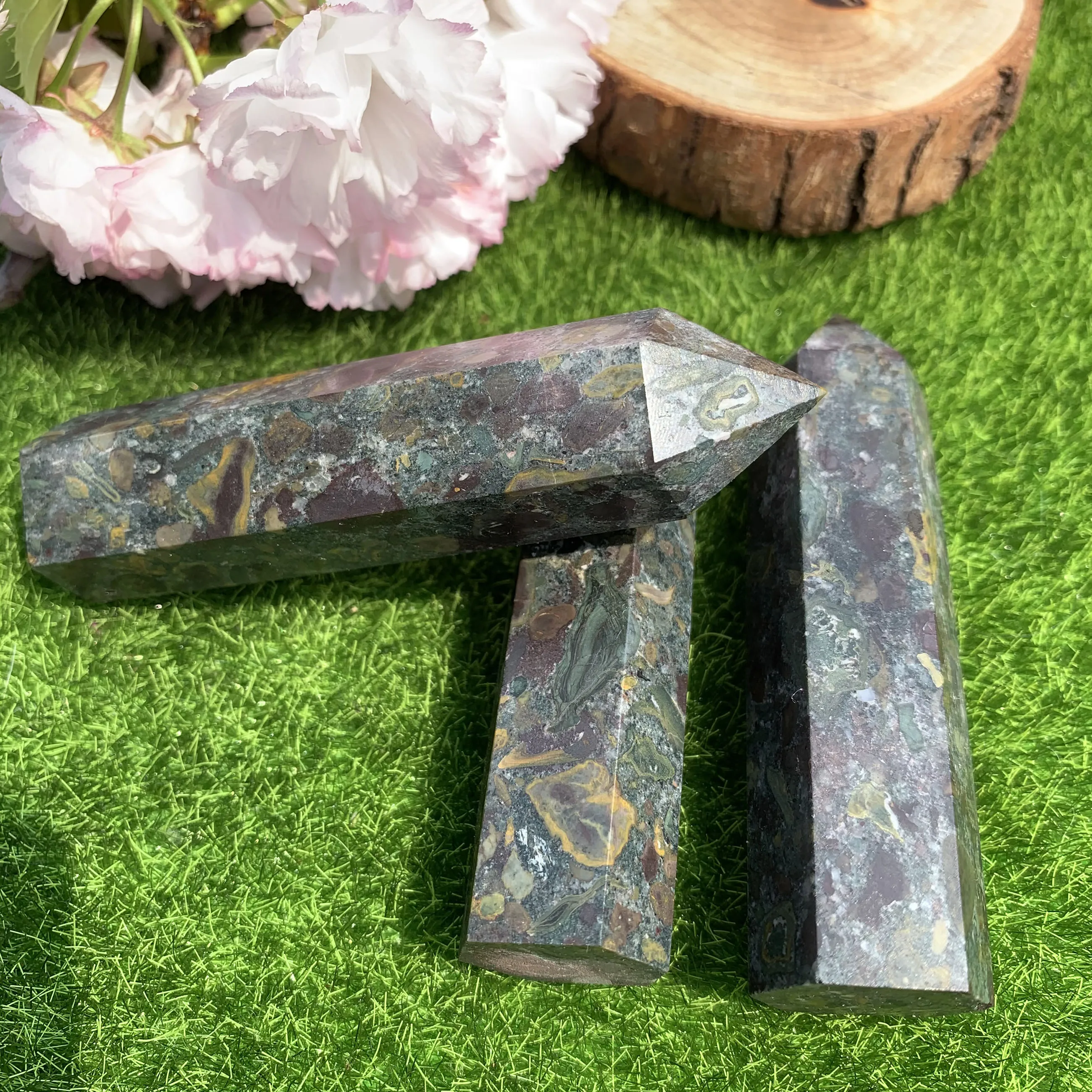

Hot Sell Natural Colorful Falling Stone Point Healing Crystal Meteorite Stone Tower Reiki Energy For Home Decor