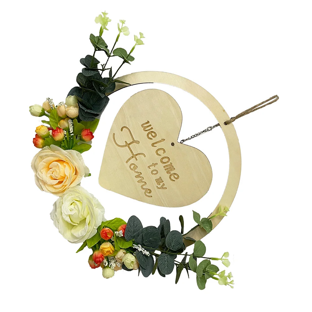 

1PC Decorative Hanging Welcome Board Valentine's Day Home Door Hanging Wreath