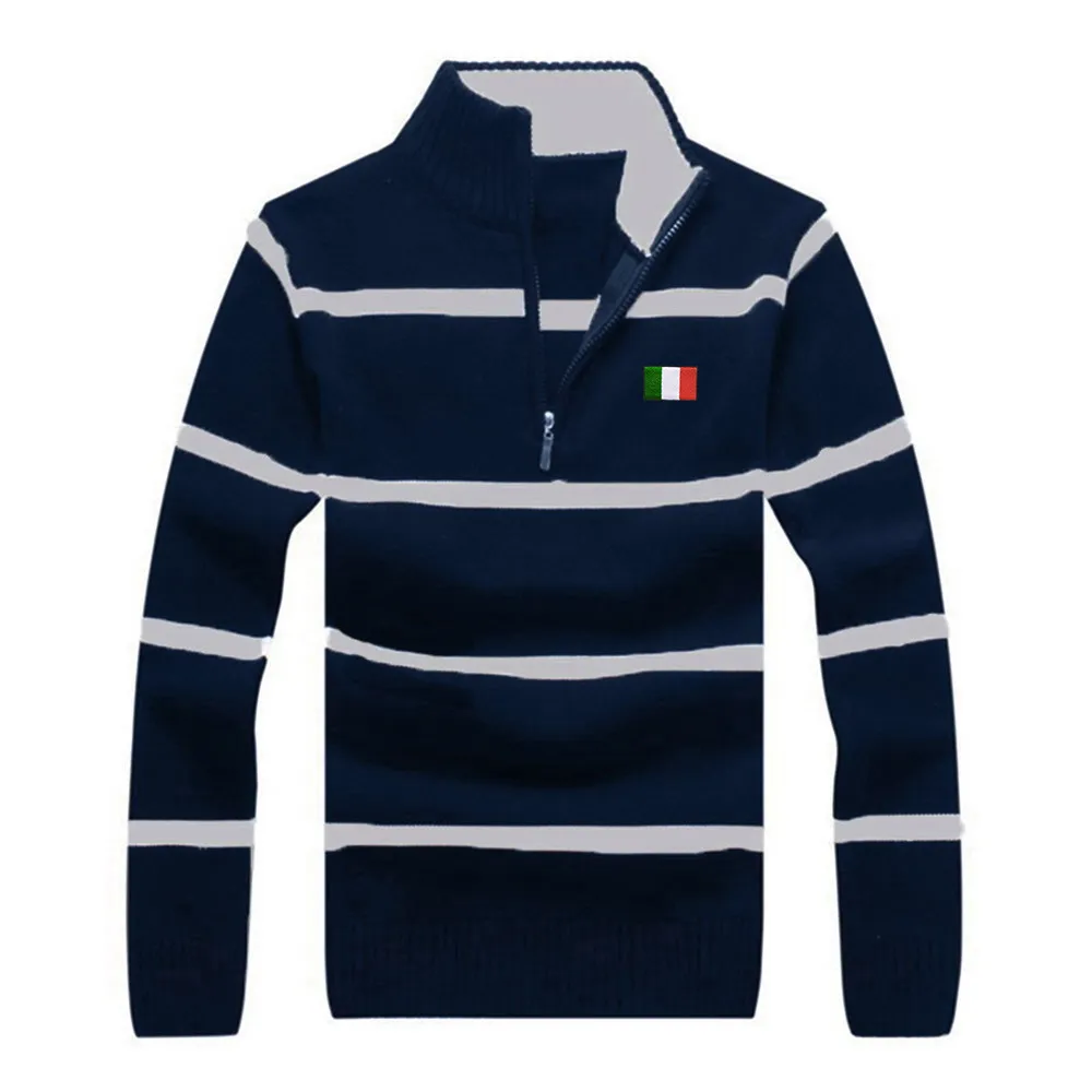 

100% Cotton Top Quality 2021 Winter Mens Long Sleeve Sweaters Casual Striped Thick Knitted Outerwear Fashion Male Coats M-3XL