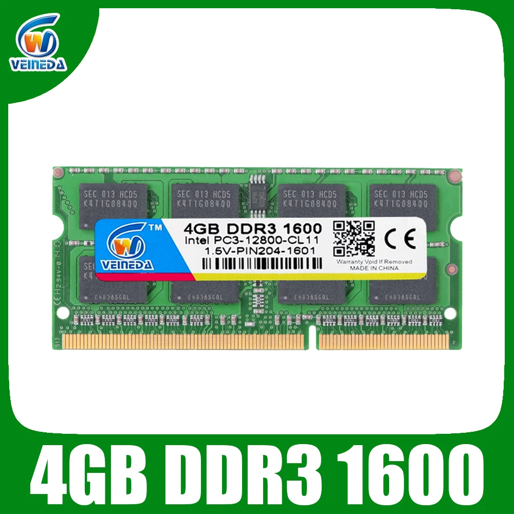 Память VEINEDA DDR3 8 Гб оперативная память Sodimm ddr 3 4 1600 1333 МГц 204pin 1 5 В для ноутбука Intel AMD
