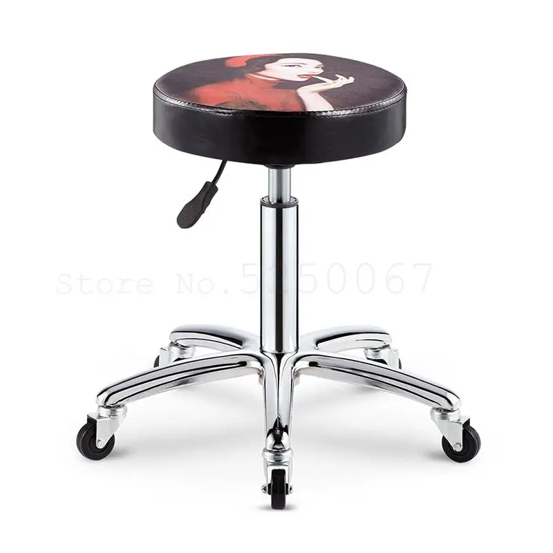 Стул для салона красоты специальный ротационный подъемный круглый стул