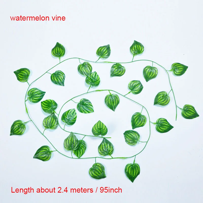 watermelon vine A 210 см/лот шелковые розы поддельные криперы зеленый лист плюща лоза для дома свадьбы Decora оптом diy Висячие гирлянды искусственные цветы - Цвет: watermelon vine A