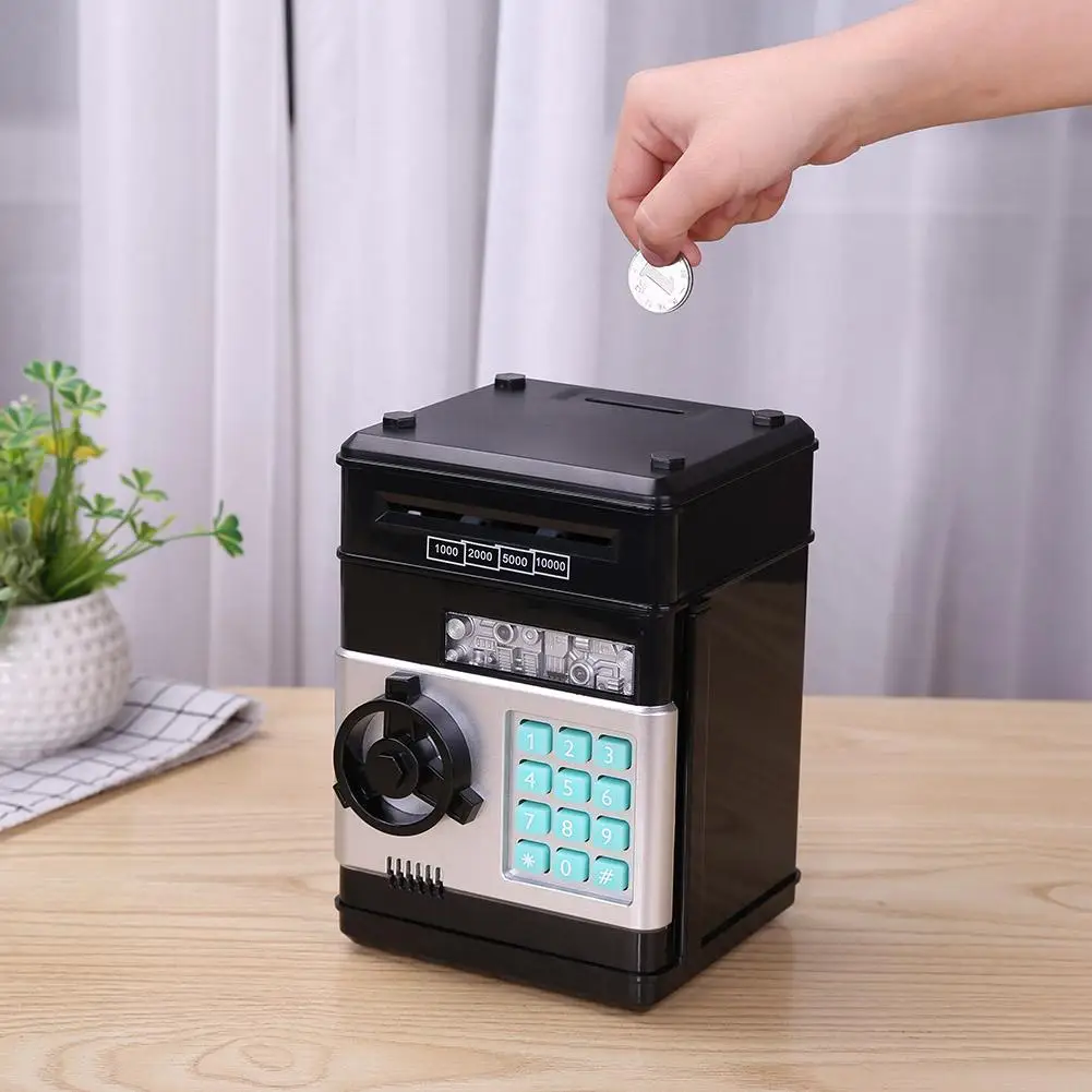 

Electronic Piggy Bank ATM Password Money Box Cash Coins Saving Box ATM Bank Safe Box Automatic Deposit Banknote Christmas Gift