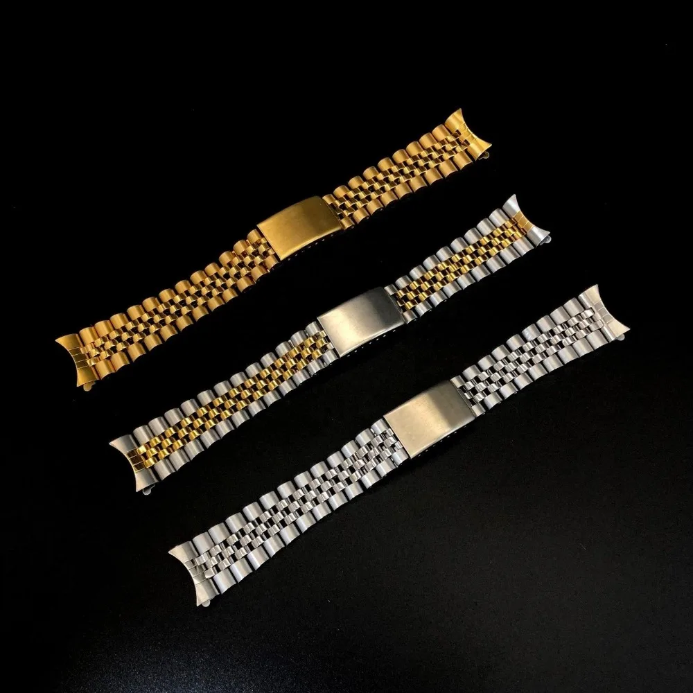316L Stainless steel 18 mm 20mm Brush Polish Solid Stainless Steel Jubilee Watch Strap Band Curved End For Rolex