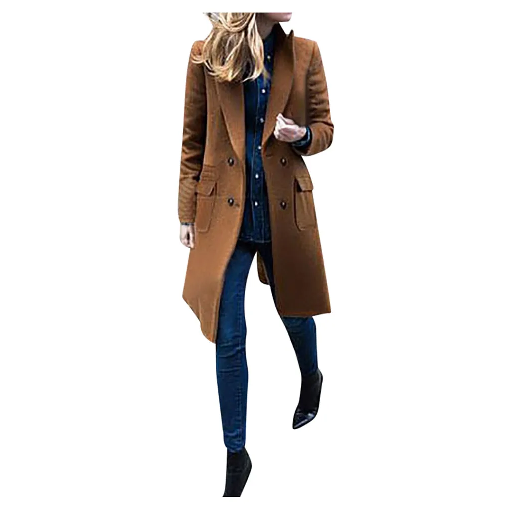 Женское пальто SAGACE с длинным рукавом и отложным воротником верхняя одежда