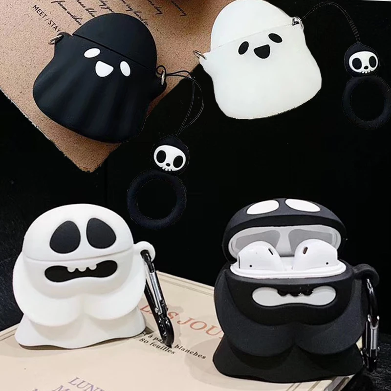 3D чехол для Apple Airpods 1 2 с милым рисунком призрака черепа беспроводная гарнитура