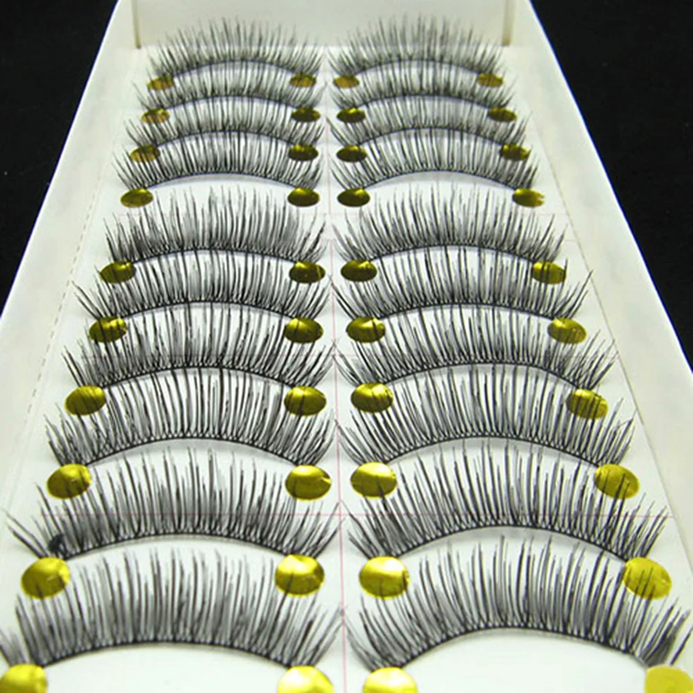 10 пар Черные Длинные крестовые ресницы толстые свадебные накладные вечерние