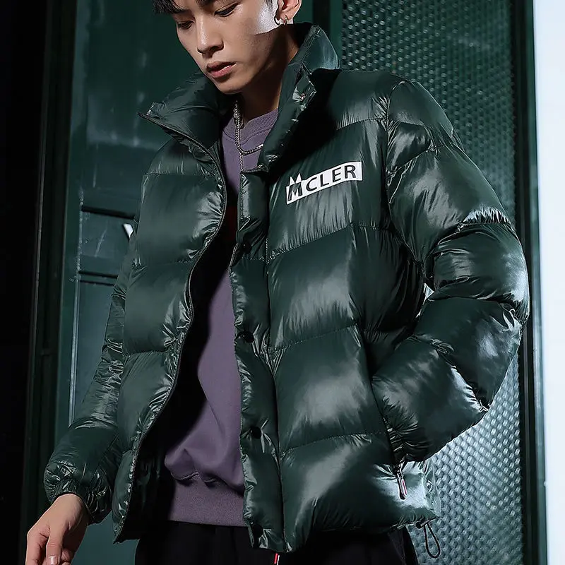 

E-BAIHUI New Bright Leather Winter Men Jacket Casual Parka Outwear Waterproof Thicken Warm Stand Collar Outwear Coat Q120903
