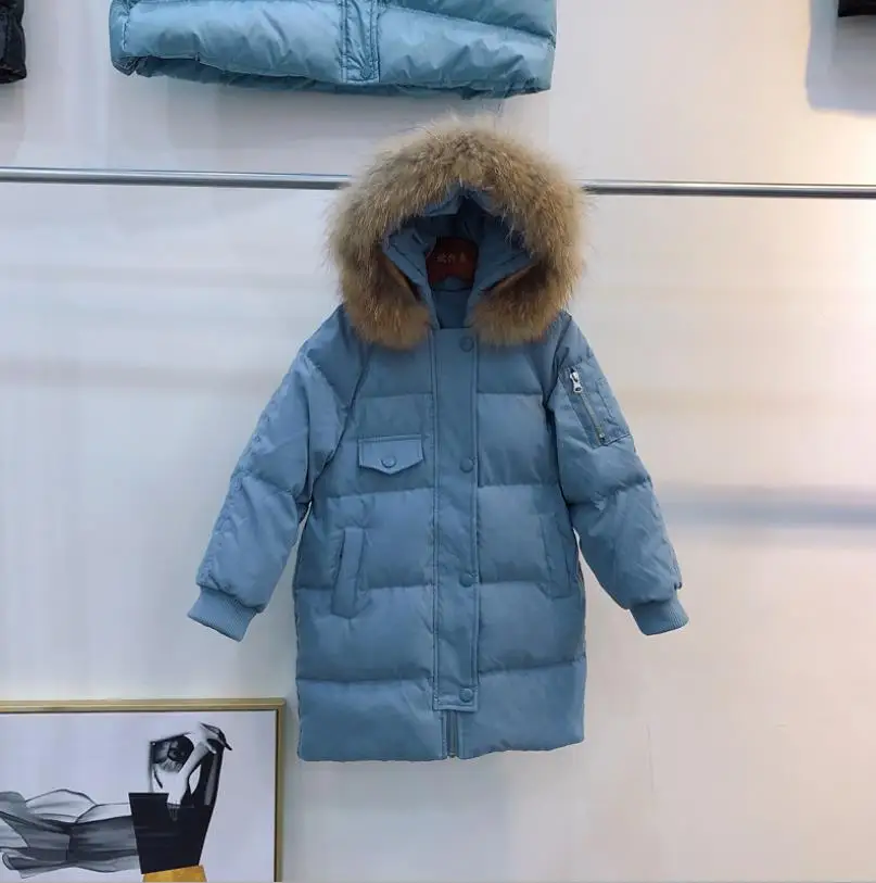 Детские длинные пуховые пальто для мальчиков и девочек новинка зимы 2019