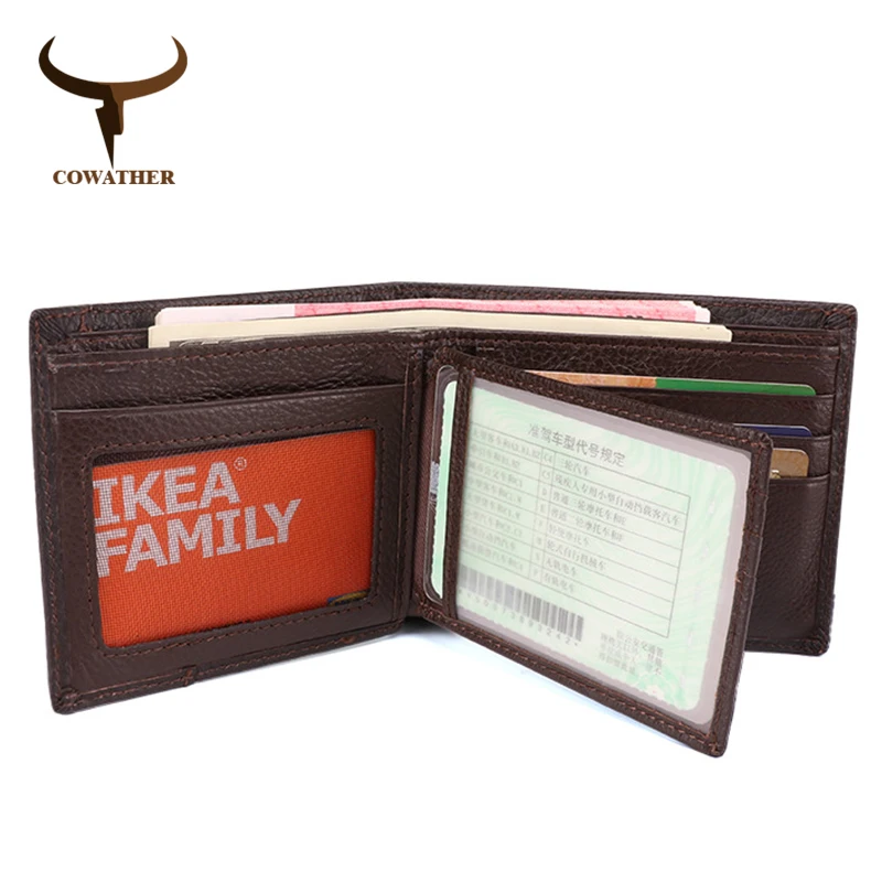 Короткий бумажник COWATHER для мужчин модный винтажный кошелек из воловьей кожи