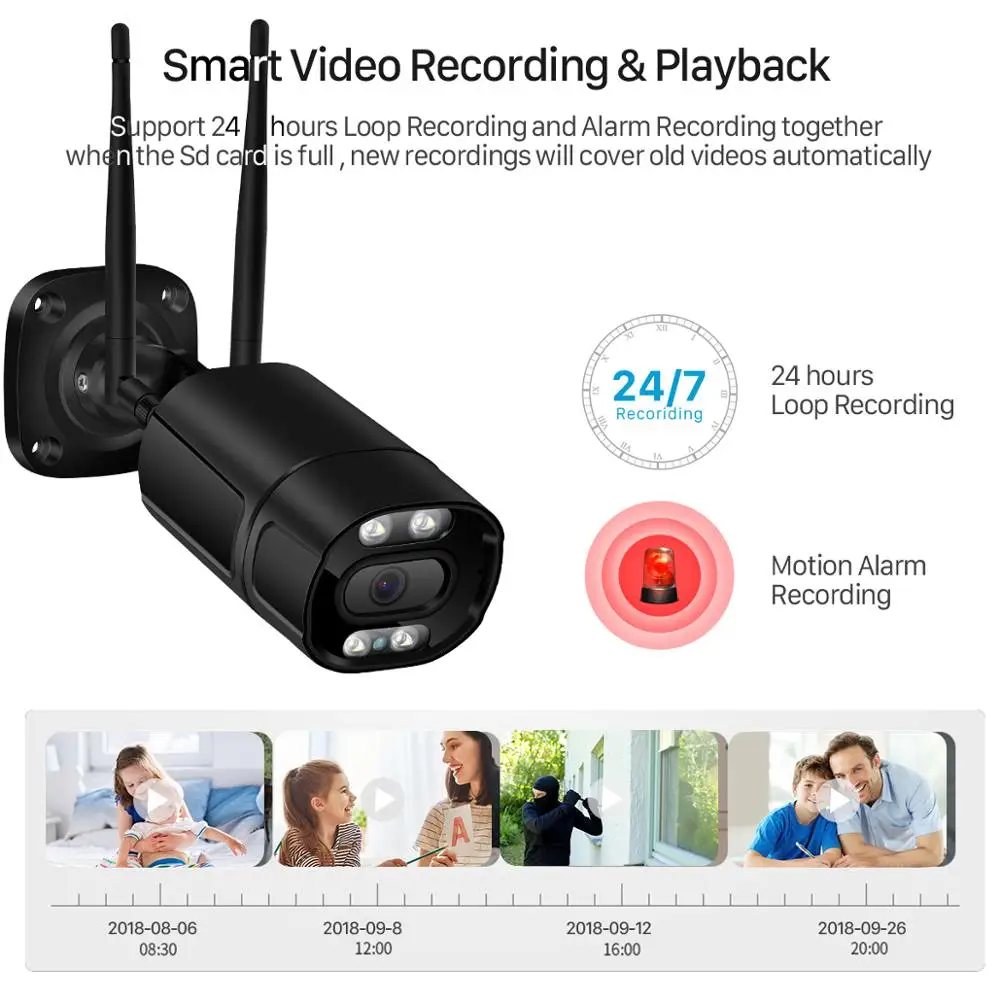 

5MP Wifi Camera IP Outdoor Ai Human Detect Audio 3MP 1080P HD IP Camera Color Infrared Night Vision Security CCTV Camera P2P