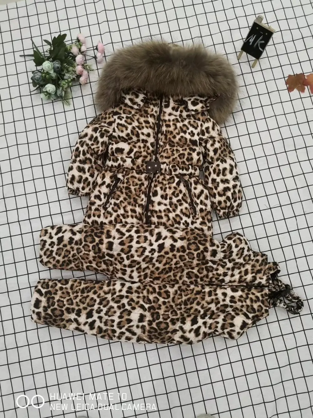 Real fur Winter Jacket child jackets children jumpsuit snow suit girl flower down romper ski suits outerwear