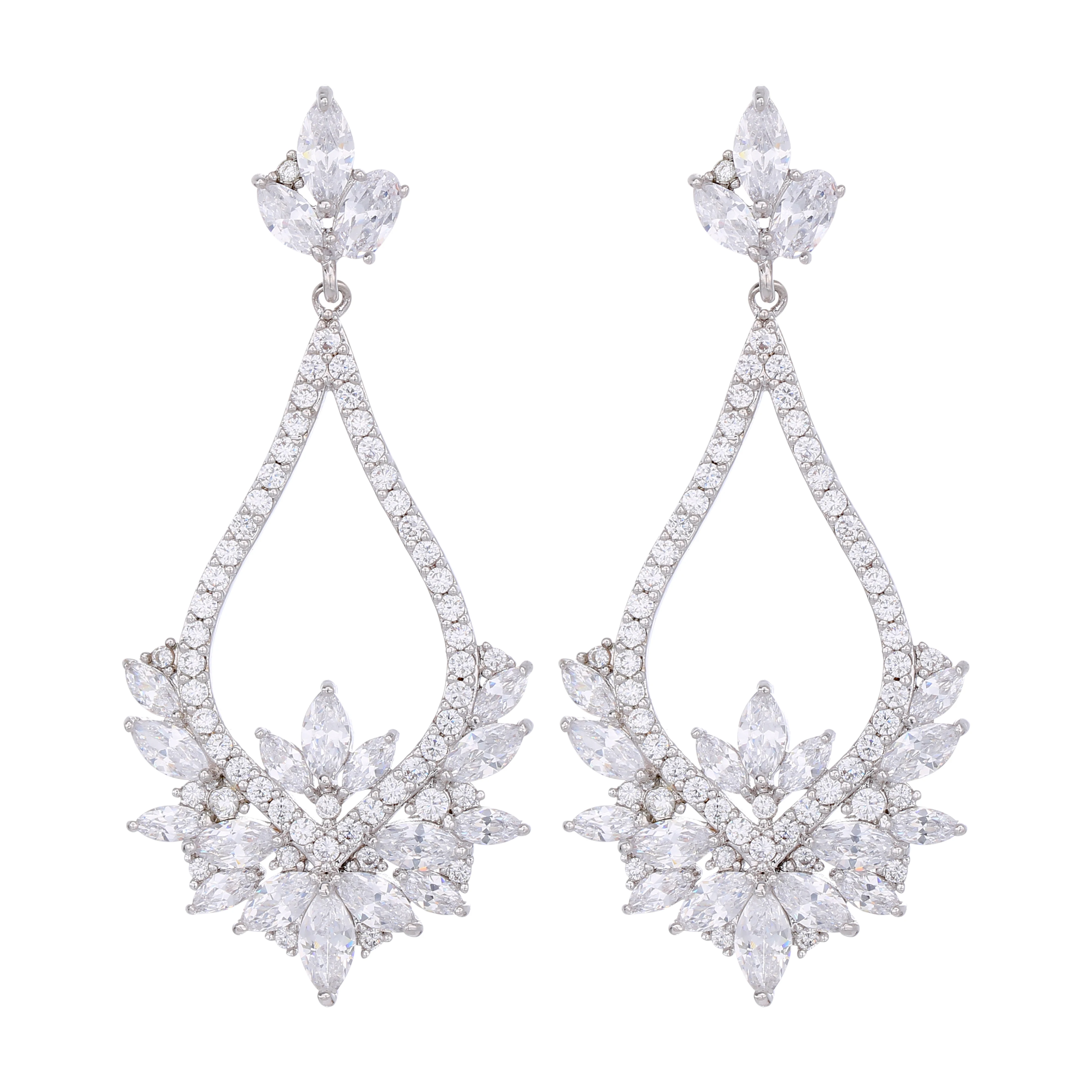 

L'amour&ma Luxury Engegament Wedding Earring Hollow Flower Long Drop Earrings For Women Jewelry Accessories Gifts Party