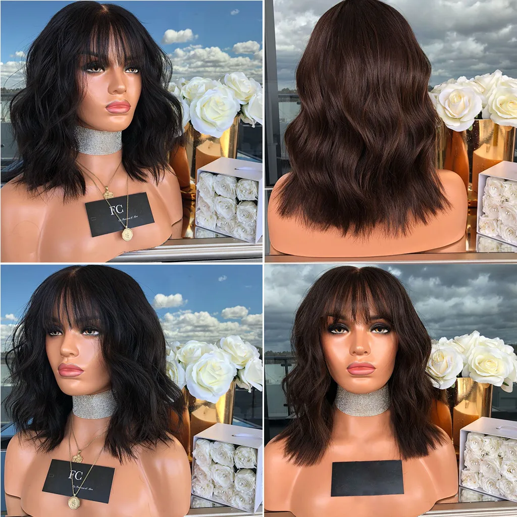 Лидер продаж Модный женский короткий черный микро кудрявый парик Bobo в стиле