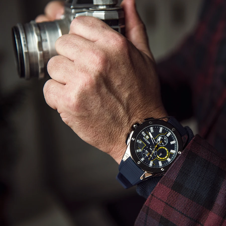 Мужские кварцевые часы с хронографом MEGIR армейские спортивные в стиле милитари