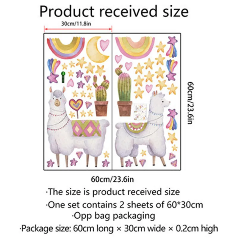 Наклейки на стену в виде радужных звезд Альпака для детской комнаты