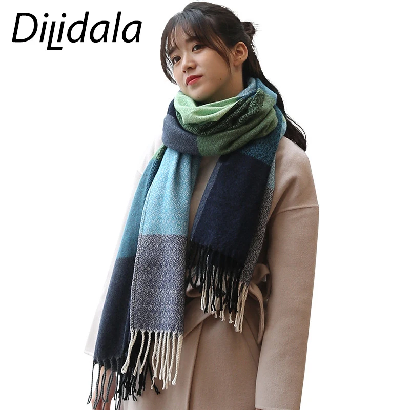 Dilidala 2019 клетчатый теплый женский шарф с кисточками осенне-зимние шарфы шаль