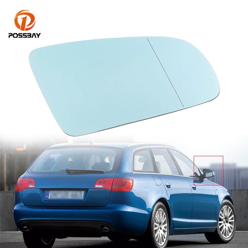 

POSSBAY Car Heated Side Rearview Mirror Blue Glass Lens 8E0857536C External Parts for Audi A4 B6 B7 A6 C6 Sedan Avant 2005-2008