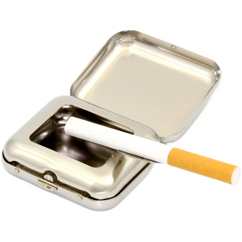 

Portable Silver Tinplate Personality Fashion Ashtray Outdoor Travel Japanese Portable Ashtray Pocket Ashtray Smoking Accessories