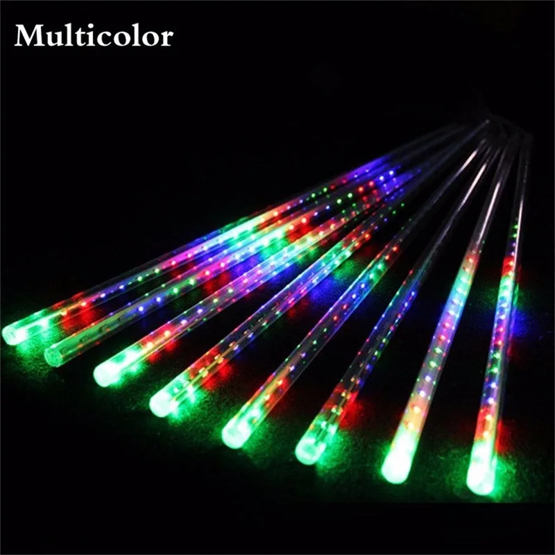 Multicolor Рождественский светодиодный Метеоритный Дождь светодиодный гирлянды Фея светильник s 50 см 30 см 20 см светодиодный строка светильник s для вечерние сад Xmas светильник на открытом воздухе - Испускаемый цвет: Multicolor