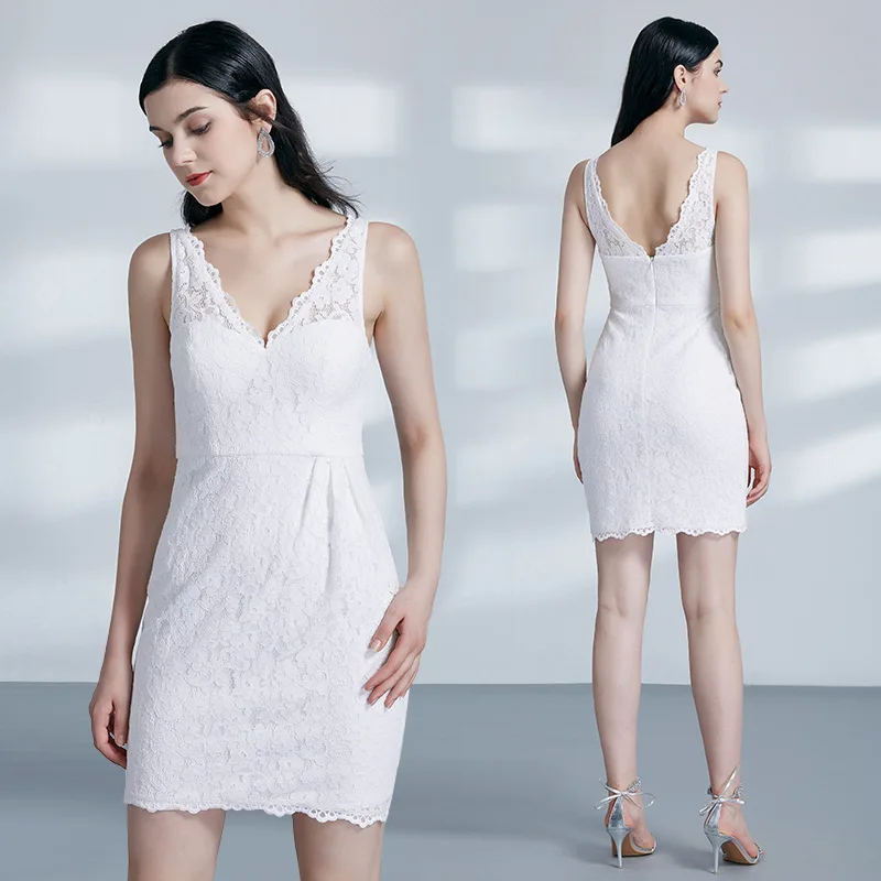 Сексуальные Короткие бальные платья без рукавов v образным вырезом кружевные для