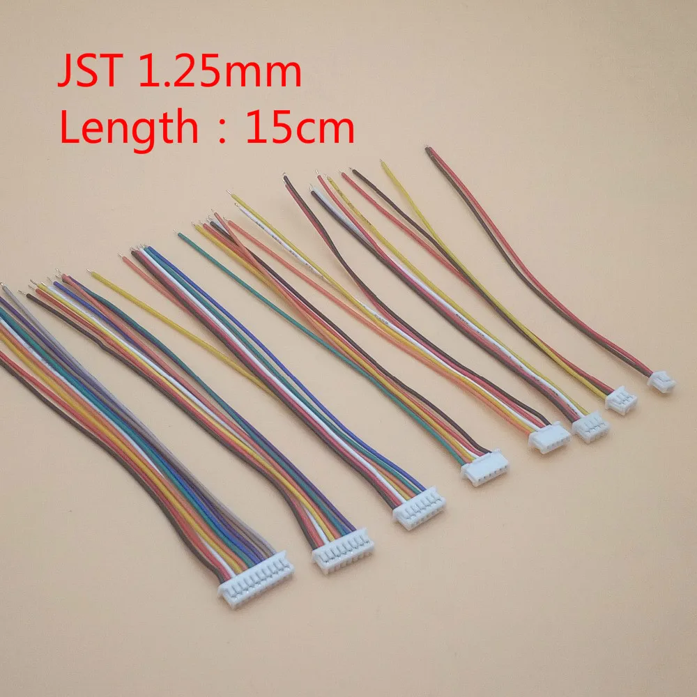 

100Pcs JST 1.25 2/3/4/5/6/7/8/9/10 Pin Single Head Plug With 28AWG 150mm Electronic Wire For 1.25mm PCB Connector