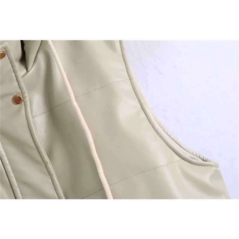 Женский Длинный жилет из искусственной кожи с капюшоном на молнии | Женская