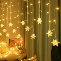 christmas snowflakes led string lights flashing lights curtain light waterproof holiday party connectable wave fairy light 3 2m
