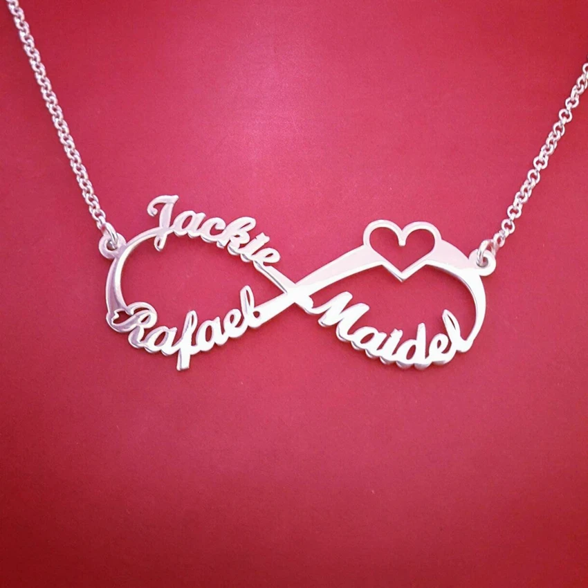 

Customized Stainless Steel Infinity Name Necklace Boho Jewelry Personalized Heart Infinity Necklace Bridesmaid Gifts