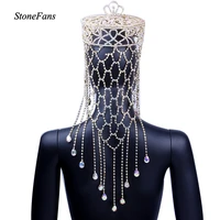 luxury customed round large crystal crown tiara for women wedding headpiece rhinestone bridal crown handmade tiaras hair jewelry