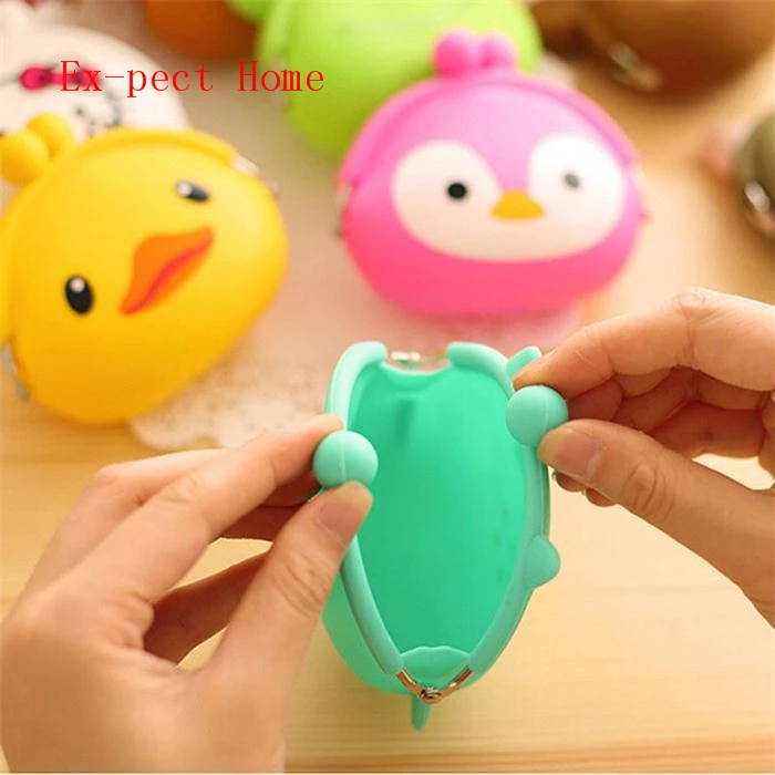Monedero de silicona de animales para mujer, monedero japon&eacute;s de gelatina de Color caramelo, Mini billetera para llaves, 100 unids/lote-2