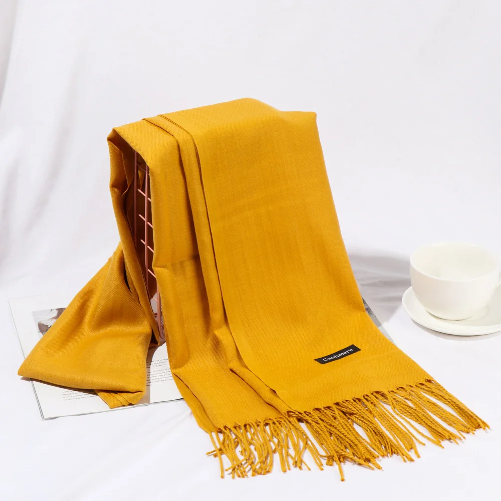 Осенне зимний новый шарф для женщин длинный теплый вязаный кашемировый шаль с