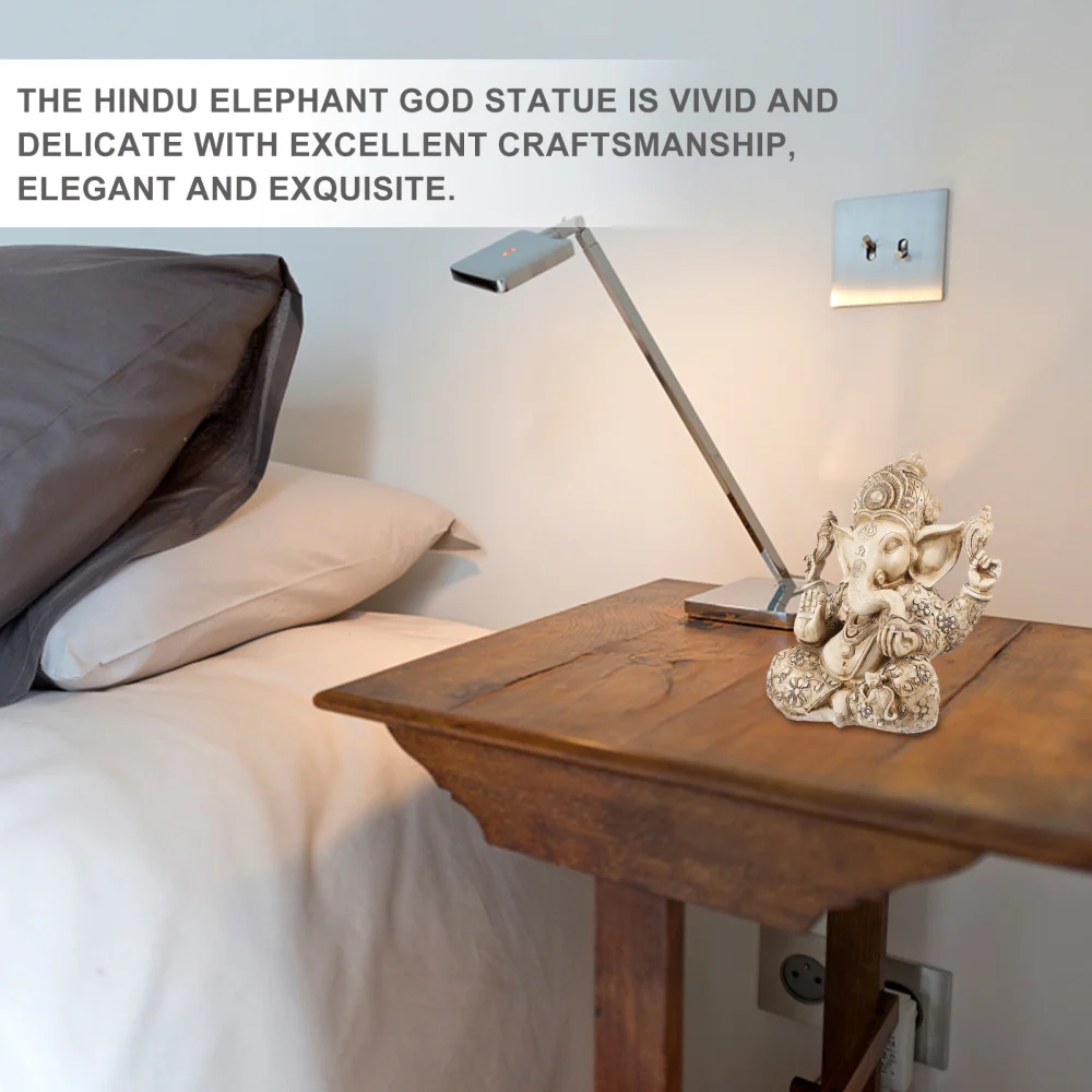 

Elephant Trunk God Statue Resin Art Craft Desk Ornament for Home Office