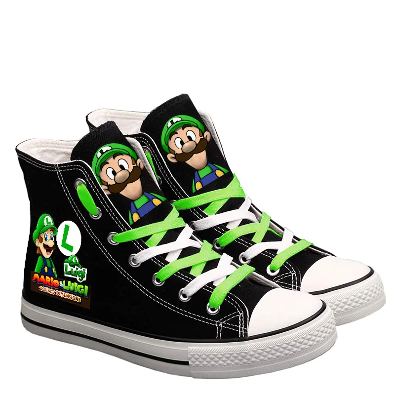 Cute Super Mario Printed Sneakers Women Men Canvas Cartoon Casual Teenagers Student Boy and Girl Sports Shoes | Обувь