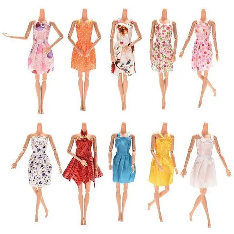 

1 Set Fashion Multicolor Outfit Wave Point Dress Shirt Denim Grid Skirt Daily Casual Wear Accessories Clothes for Doll