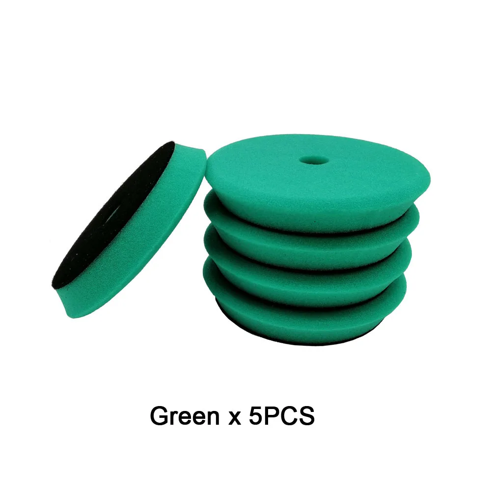 Green x 5pcs 6 дюймов полировальные накладки Rupes Европа Губка различной твердости полировка автомобиля губка для Двойного Действия Полировщик - Цвет: Green x 5pcs